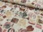 Preview: Dekodruck mit Kaffeemotiven auf Beige